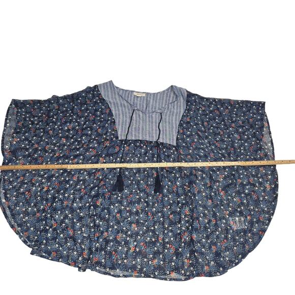 Style & Co Womens XL Top Sheer Cover Up Overlay Flowy Batwing Floral Striped - Picture 8 of 11